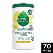 Seventh Generation Multi Surface All Purpose Cleaning Wipes, Lemon Zest, 70 Count