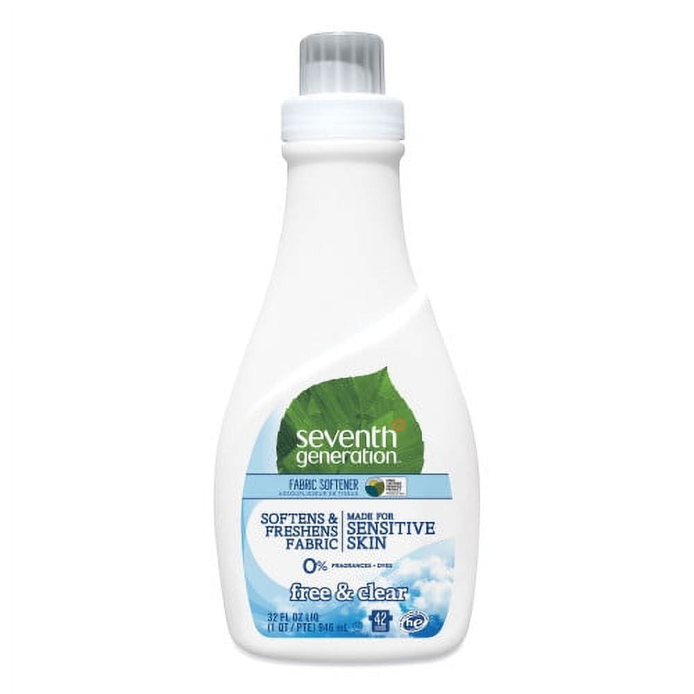 Seventh Generation Natural Liquid Fabric Softener, Free and Clear/Unscented 32 oz Bottle, Each