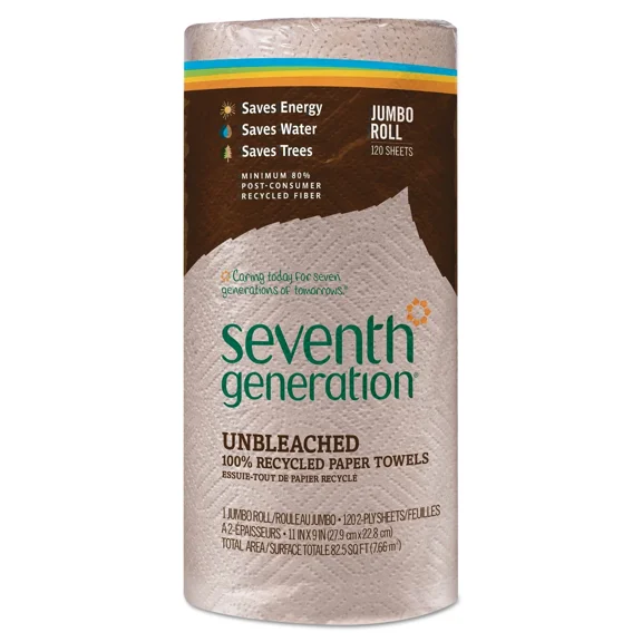 Seventh Generation Natural Unbleached 100% Recycled Paper Towel Rolls 11 X 9 120