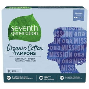 Seventh Generation Organic Cotton Tampons with Comfort Applicator Regular Absorbency, 18 Count