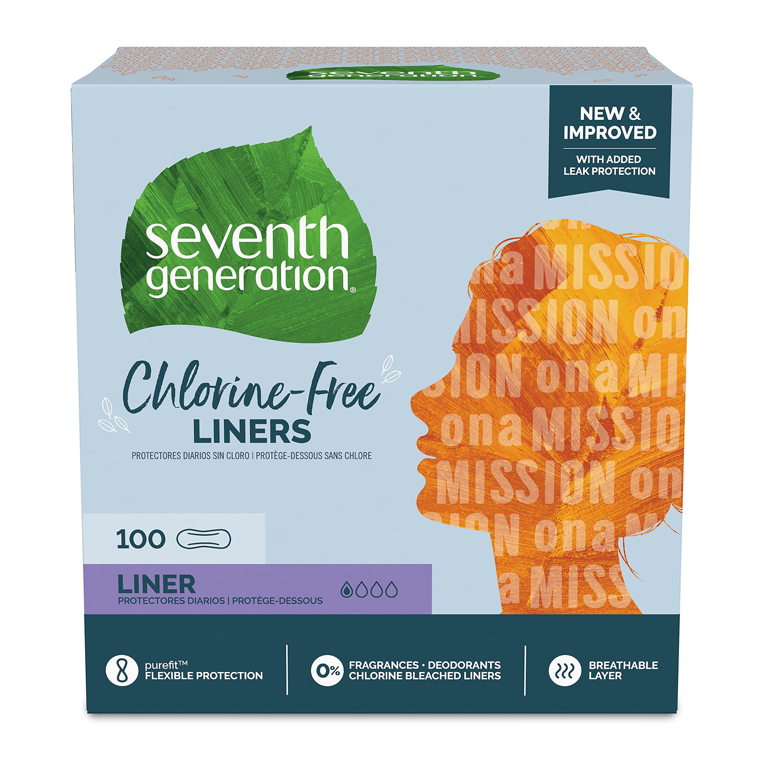 Seventh Generation Pantiliners Pads Absorbent Pads Light Absorbency