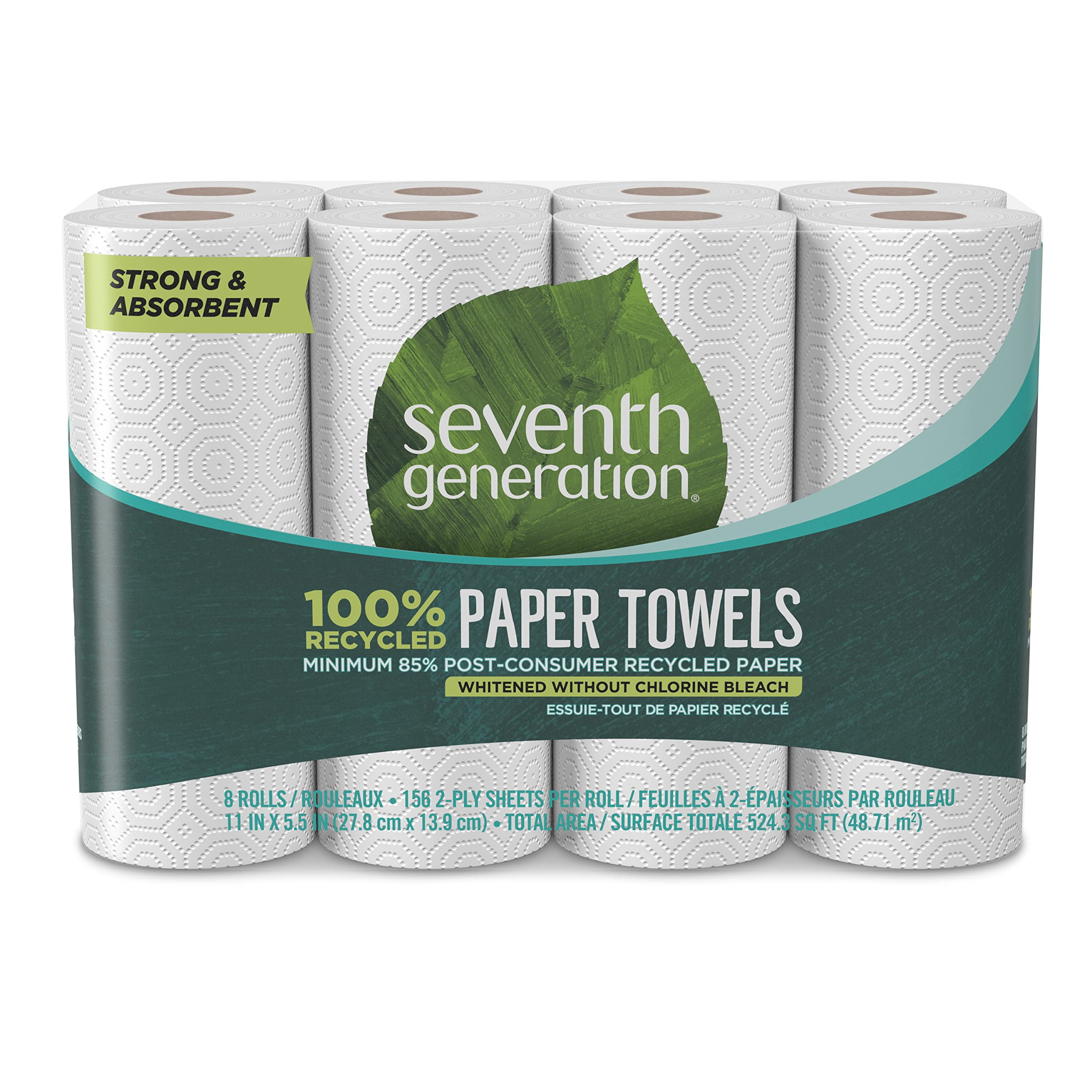Seventh Generation Paper Towels, Strong & Absorbant, 8 Rolls, 2Ply