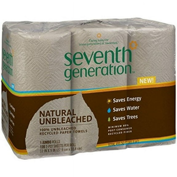 "Seventh Generation Paper Towels, Unbleached, Regular Roll - 6 ct"