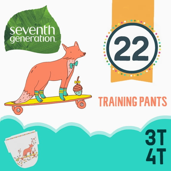 Seventh Generation Potty Training Pants, Free & Clear, Size 3T/4T (Large), 32-40 lbs, 22 count Package