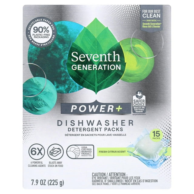 Seventh Generation Powder Dishwasher Detergent, Fresh Citrus, 7.9 oz
