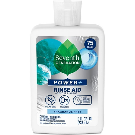 Seventh Generation Power + Auto Dish Rinse Aid - Fragrance Free - 8 oz- Pack of 2