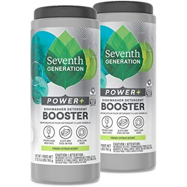 Seventh Generation Power+ Dishwasher Detergent Booster Powder Fresh Citrus Scent Dish Cleaner 27 Oz, Pack Of 2