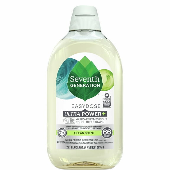Seventh Generation Power+ Concentrated Liquid Laundry Detergent, Fresh Clean, 23 fl oz, 66 Loads