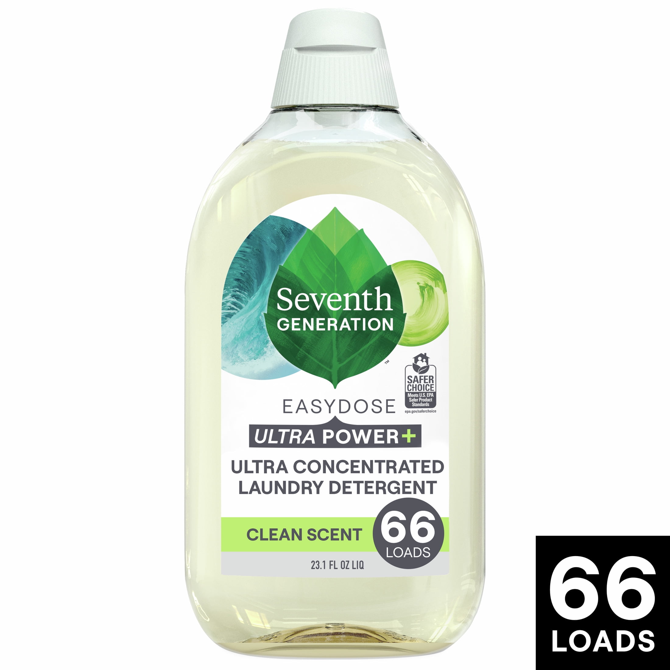 Seventh Generation Power+ Concentrated Liquid Laundry Detergent, Fresh Clean, 23 fl oz, 66 Loads