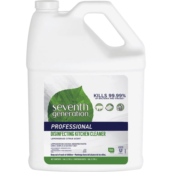 Seventh Generation® Professional Disinfecting Kitchen Cleaner, Lemongrass Citrus, 1 Gallon, Carton Of 2 Bottles