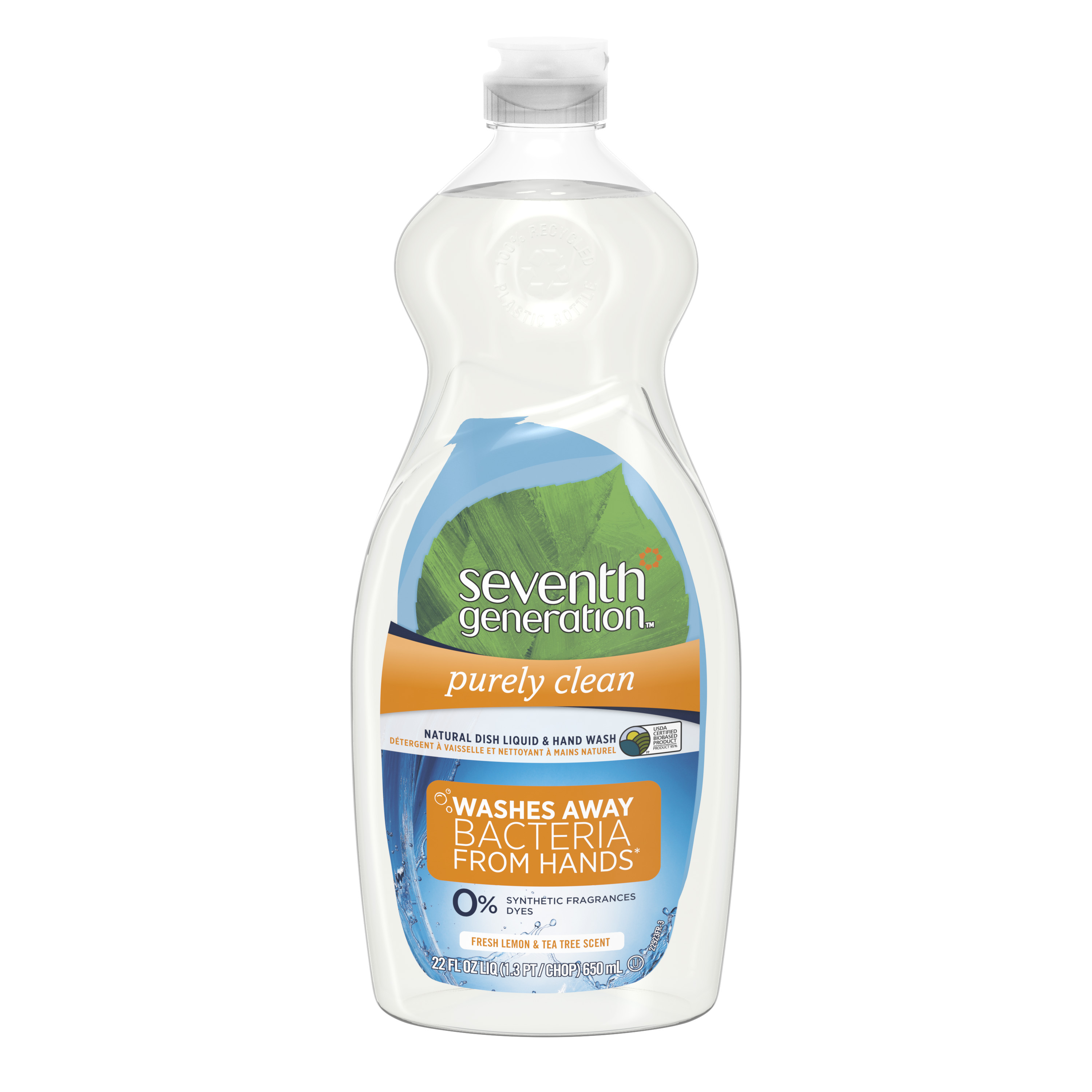 Seventh Generation Purely Clean Liquid Dish Soap, Fresh Lemon & Tea Tree scent, 22 oz - image 1 of 9