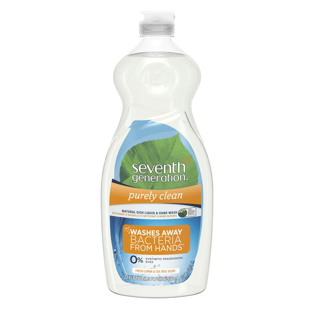 Seventh Generation Purely Clean Liquid Dish Soap, Fresh Lemon & Tea Tree scent, 22 oz