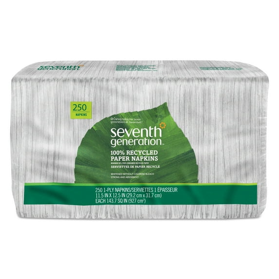 Seventh Generation, SEV13713CT, 100% Recycled Paper Napkins, 3000 / Carton, White