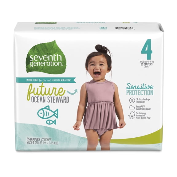 Seventh Generation Sensitive Protection Free & Clear Baby Diapers - Size 4, 25 count