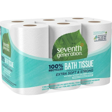 Seventh Generation Toilet Paper, Bath Tissue, 100% Recycled Paper, 12 Rolls