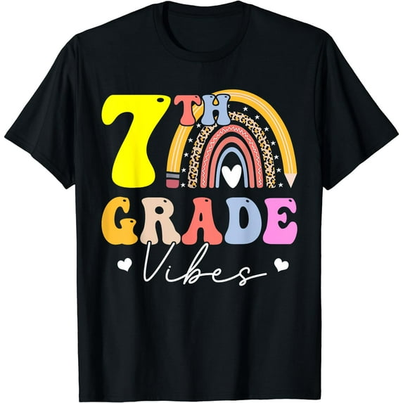 Seventh Grade Vibes - 7th Grade Team Rainbow Back To School T-Shirt Black 2X-Large