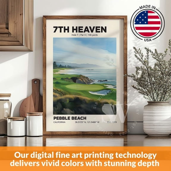 Seventh Heaven Pebble Beach Golf Club Poster Wall Art Golfing Course Print Golfer Gifts Golf Club Decor Decor For Living Room Bedroom