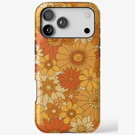 Seventies Retro Daisy Floral Harvest iPhone Case 17 16 15 14 13 12 11 Pro Max