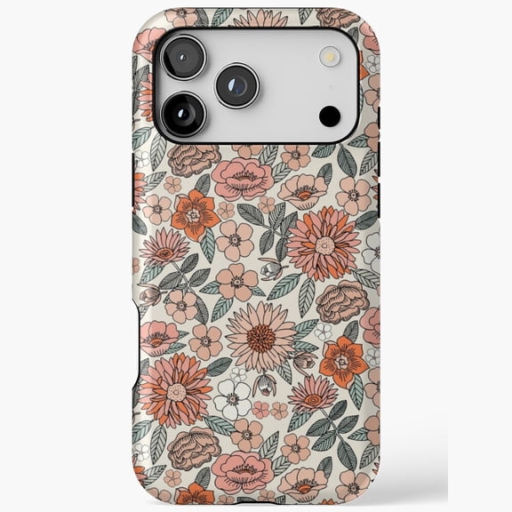 Seventies Retro Spring Floral Pattern Art iPhone 11 12 13 14 15 16 17 Pro Max Case