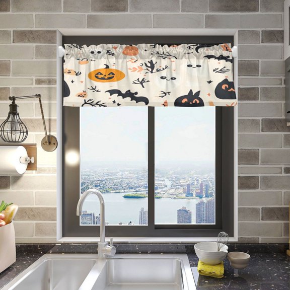Several Cute Halloween Elements Curtain Valances Window Treatment Rod Pocket Drape Valance 54" X 18" for Kitchen Living Room Bedroom