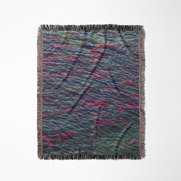 Several Spawning Sockeye Salmon, Katmai National Park, Alaska, Usa, Woven Blanket