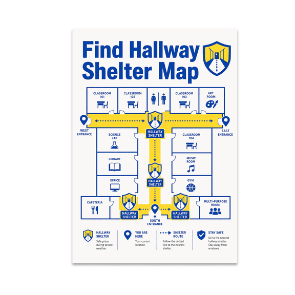 Severe Weather Drill Icon Map - Safety Enthusiast - 13x19 Poster Print