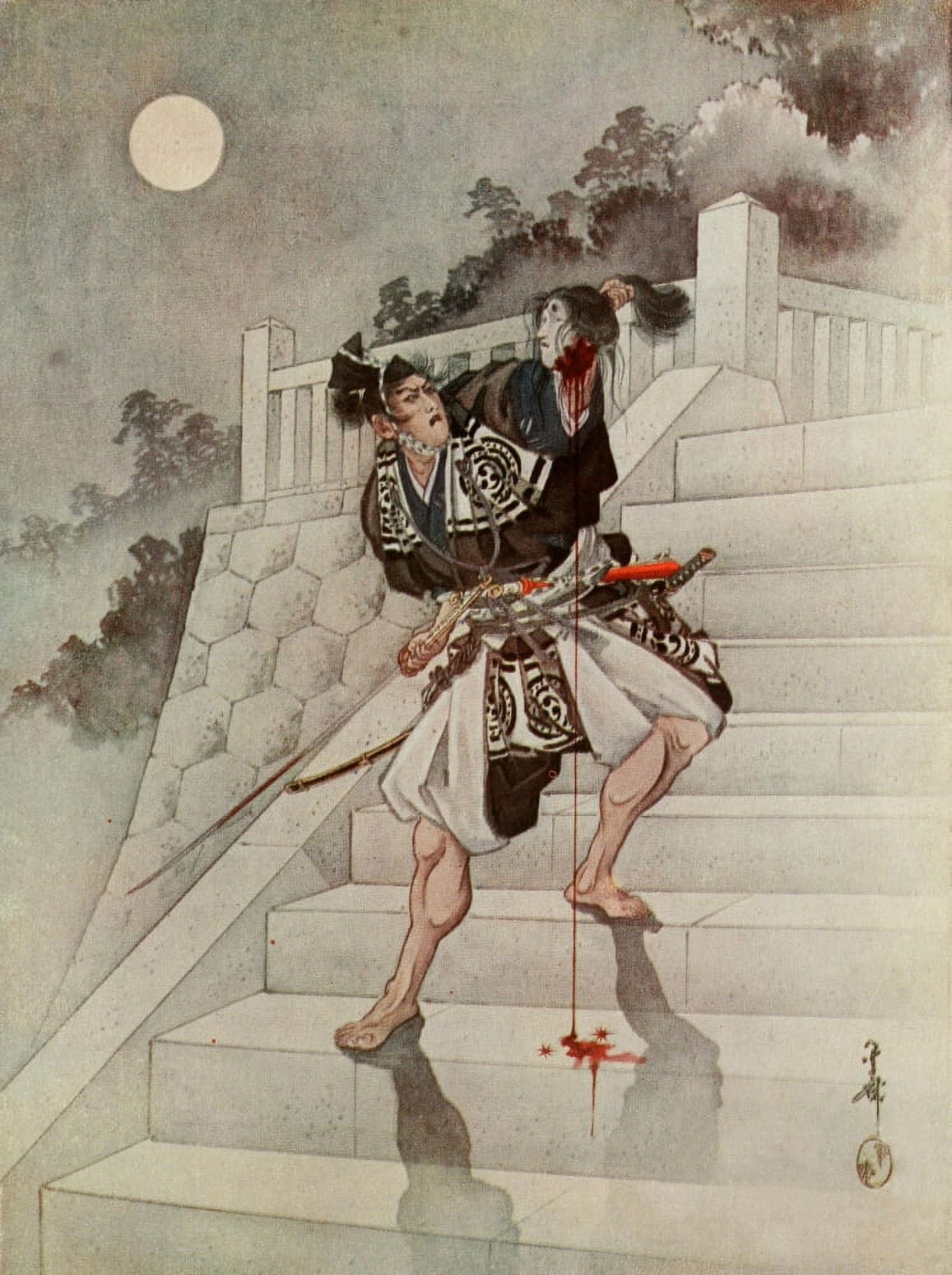 Severed head Romances of Old Japan 1920 Canvas Art - Yukio Ozaki (18 x 24)