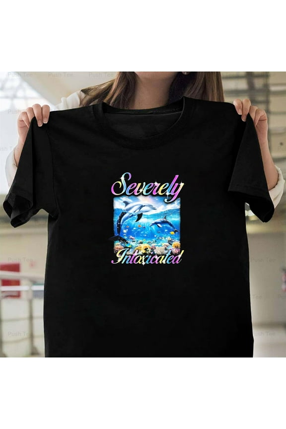 Severely Intoxicated Dolphin Funny Drunk Animal Meme V40635 New Unisex T-Shirt , up to 5XL