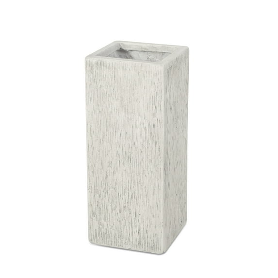 Severino Outdoor Small Cast Stone Planter, Antique White