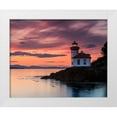 thumbnail image 1 of Severn, Shawn/Corinne 18x15 White Modern Wood Framed Museum Art Print Titled - Orange Sunset at Lime Kiln Lighthouse, 1 of 4