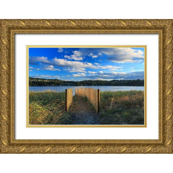 Severn, Shawn/Corinne 24x17 Gold Ornate Wood Framed with Double Matting Museum Art Print Titled - Sunset at Port Ludlow