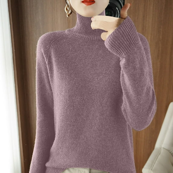 Sevevn Blouses for Women Women's Fashion R-Neck Long Sleeve Loose Solid Color Blouse Gift for Adults