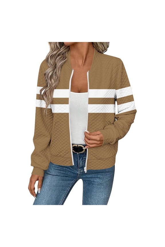 Bomber Jackets for Women Spring Fashion 2025 Cute Jacquard Coats Lightweight Zip Up Jackets Dressy Casual