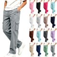 thumbnail image 1 of Sevevn Boys Cargo Pants with Drawstring Elastic Waist Casual Straight Leg Jogger Trousers with Functional Side Pockets Relaxed Fit Everyday Pants for School Play and Outdoor Activities, 1 of 7