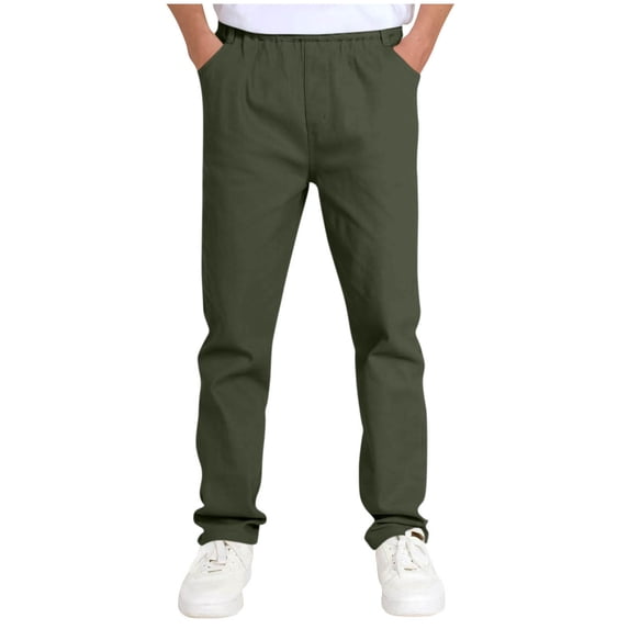 Sevevn Boys' High Elastic Waist Straight Leg Uniform Pants Lightweight Breathable For School Daily Travel Wear