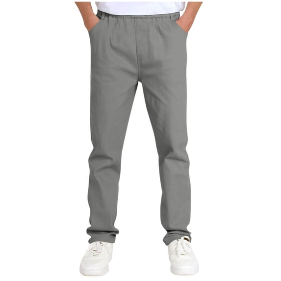 Sevevn Boys' High Elastic Waist Straight Leg Uniform Pants Lightweight Breathable For School Daily Travel Wear