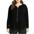 thumbnail image 1 of Sevevn Cardigan Sweaters for Women Women Women's Plus Size Long Sleeved Solid Color Bottom Pocket Button Cardigan Casual Short Sleeve Blouse Spring Tops for Women Black XXXXL, 1 of 4