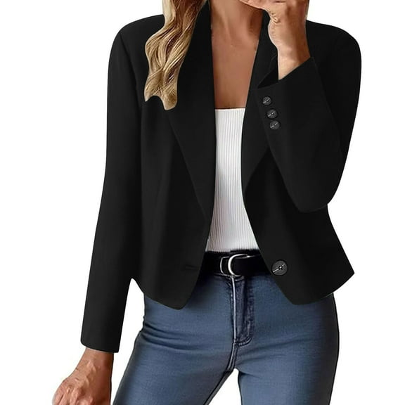 Sevevn Cardigan Sweaters for Women Women‘s’ Solid Color Long Sleeve Jackets Business Casual Cardigan Fashion Blazer Suit Coat Deal of the Week Black XXXL