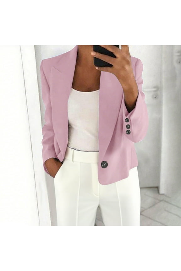 Cardigan Sweaters for Women Women‘s’ Solid Color Long Sleeve Jackets Business Casual Cardigan Fashion Blazer Suit Coat Great Gifts for Less Pink XXL