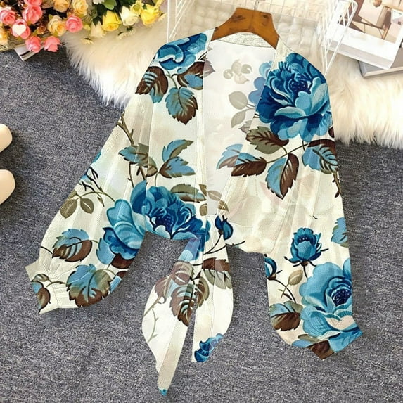 Sevevn Cardigan Sweaters for Women Ladies' Cardigan With Spring And Summer Long Sleeved Print Deal of the Week Multicolor S