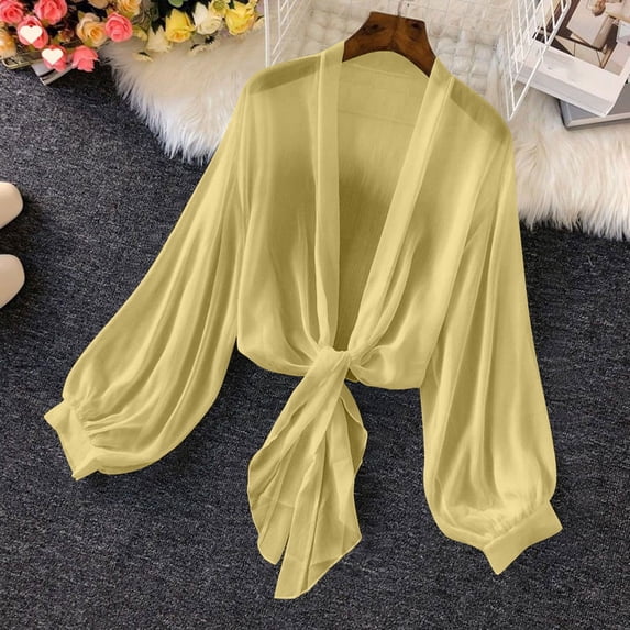Sevevn Cardigan Sweaters for Women Ladies' Cardigan With Spring And Summer Long Sleeved Print Gift for Girls Yellow XXL