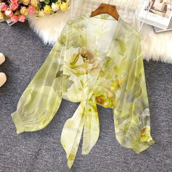 Sevevn Cardigan Sweaters for Women Ladies' Cardigan With Spring And Summer Long Sleeved Print Summer Clearance Multicolor XXL