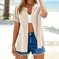thumbnail image 1 of Sevevn Cardigan Sweaters for Women Women's Casual Breasted Cardigan Shirt Short Sleeved Holiday Gift Finder Beige M, 1 of 7