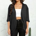 thumbnail image 1 of Sevevn Cardigan Sweaters for Women Women's Casual Solid Color 3/4 Sleeve Loose Cardigan Tops Deal of the Week Black L, 1 of 8
