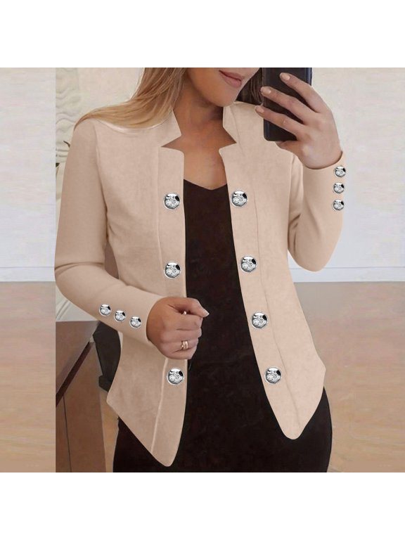 Cardigan Sweaters for Women Women's Solid Color Button Down Thin Long Sleeve Jacket Casual Cardigan Blazer Outwear Summer Gift Khaki XXL