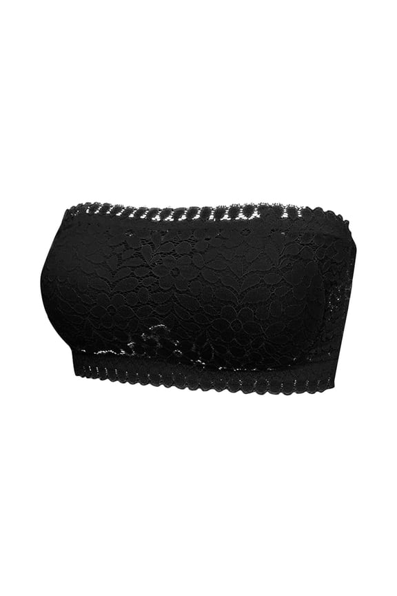 Fashion Women Solid Color Lace Wireless Together Breast Milk Removable Shoulder Strap Daily Bra Black Free Size Christmas Gift