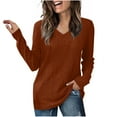 thumbnail image 1 of Sevevn Fashion Women's Casual Comfortable Solid Long Sleeved V-Neck Blouse T-Shirt Top Brown XXL Rollbacks, 1 of 7