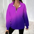 thumbnail image 1 of Sevevn Fashion Women's Printing Pockets Zippered Long Sleeved Turndown Collar Tops Blouses Purple S Deal of the Week, 1 of 4
