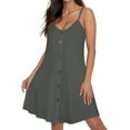thumbnail image 1 of Sevevn Fashion Women's Summer Button Casual V-Neck Sleeveless Solid Beach Sundresses Boho Dress Mini Dresses, 1 of 7