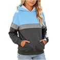 thumbnail image 1 of Sevevn Girls' Color Block Hoodie Pullover Long Sleeve Pocket Loose Fit Casual Hooded Sweatshirt, 1 of 6